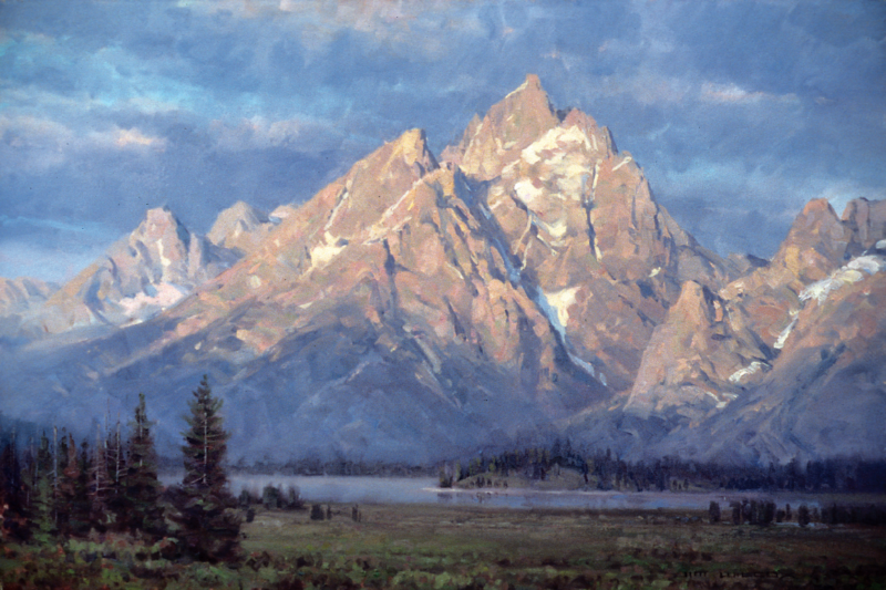 Jim Wilcox A New Day award winning painting of the Tetons