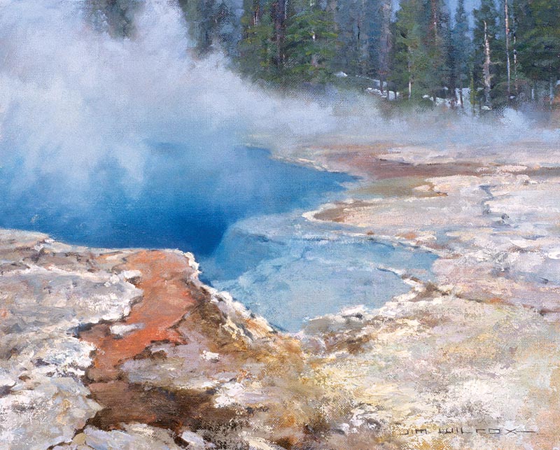 Jim Wilcox Jewel of the Valley Yellowstone geyser art award winning arts for the parks lg