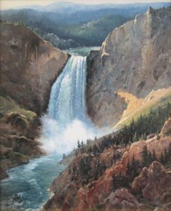 Jim Wilcox art | Shimmering Thunder giclée print on canvas of Lower Falls of the Yellowstone River