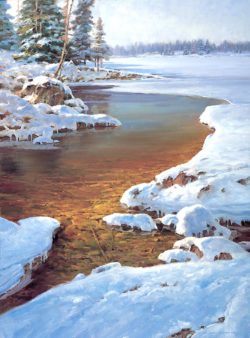 The Fifth Season, Frederic Remington Art Award winner from Prix de West Show by Jim Wilcox - given to best painting. Taggart Lake thawing in spring.