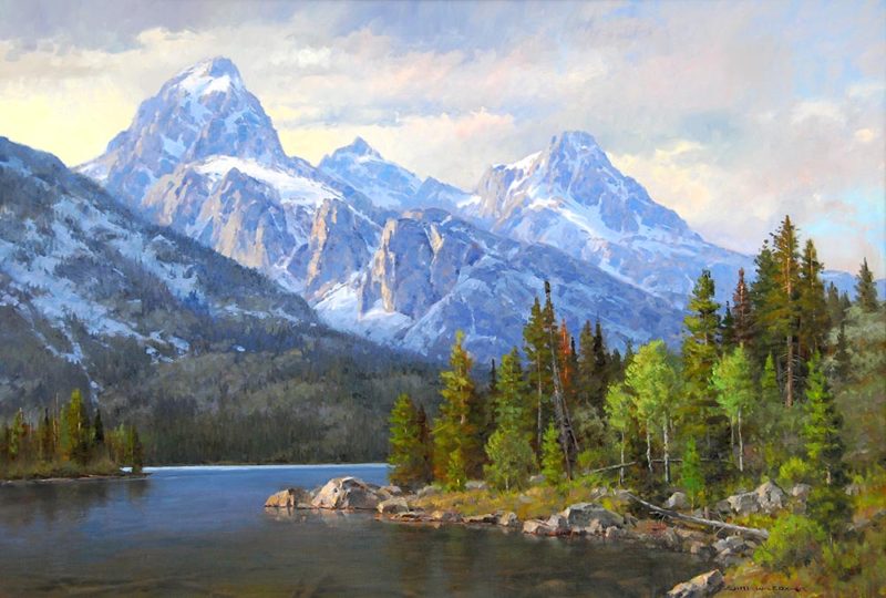 Jim Wilcox fine art giclee on canvas of Taggart Lake in Grand Teton National Park