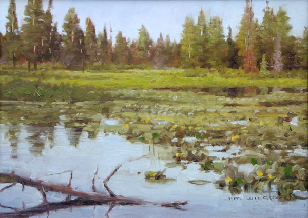 Jim Wilcox painting of lily pads in grand teton national park